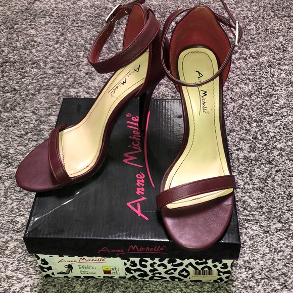 Anne Michelle Shoes - Anne Michelle Wine Single Strap Heels